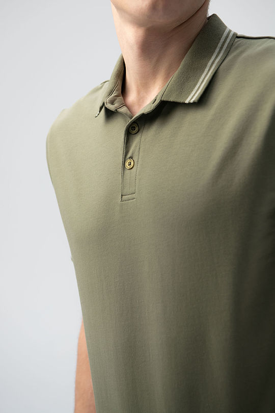 Stretch cotton polo shirt 3 | GREEN/ KHAKI / LIME GREEN | Audimas