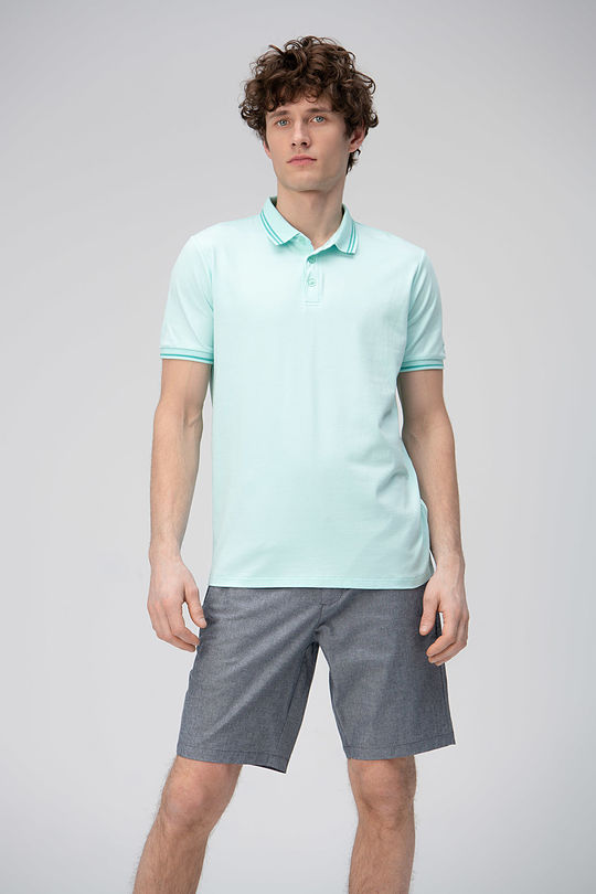 Stretch cotton polo shirt 4 | BLUE | Audimas
