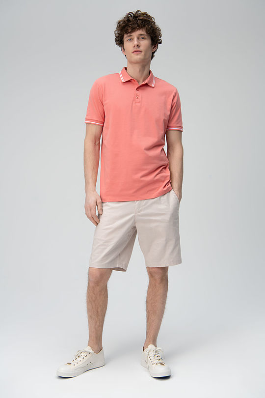 Stretch cotton polo shirt 5 | RED/PINK | Audimas