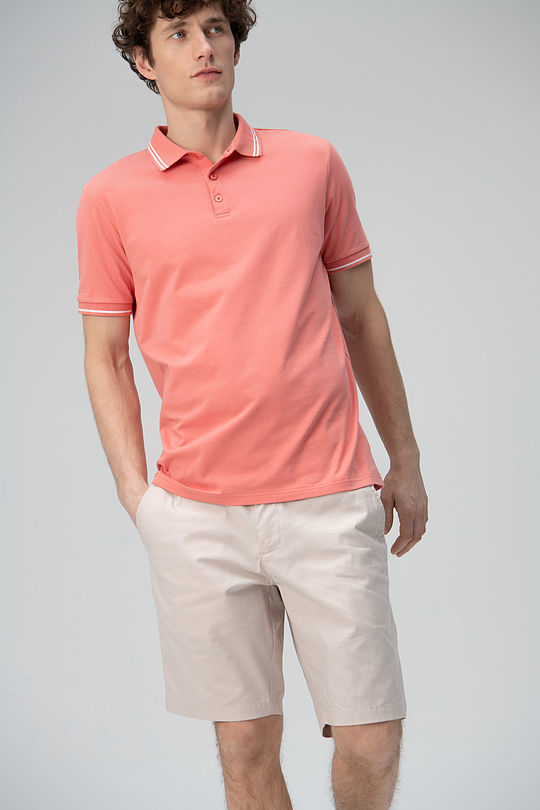 Stretch cotton polo shirt 1 | RED/PINK | Audimas