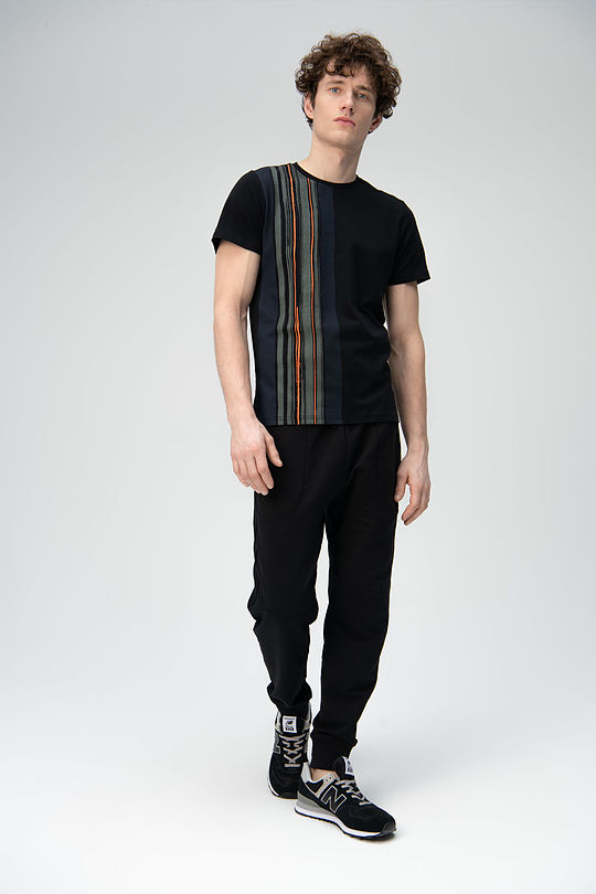 Stretch cotton tee with print 4 | BLACK | Audimas