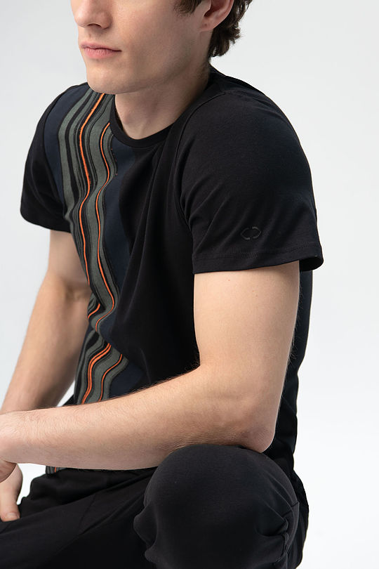 Stretch cotton tee with print 3 | BLACK | Audimas