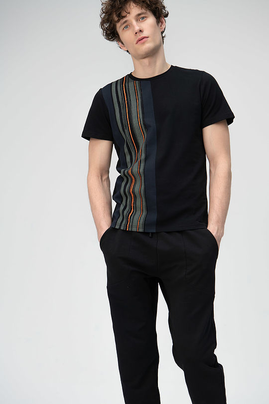 Stretch cotton tee with print 1 | BLACK | Audimas