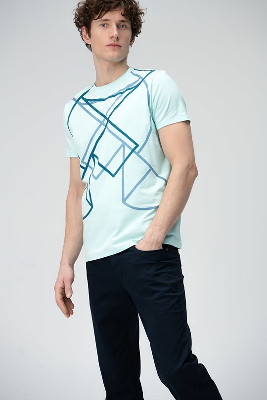 Stretch cotton tee with print 4 | BLUE | Audimas