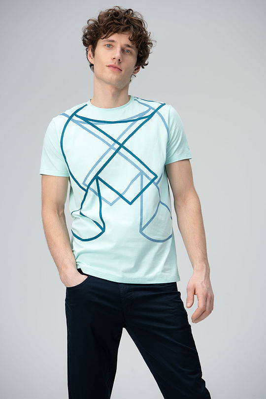 Stretch cotton tee with print 1 | BLUE | Audimas