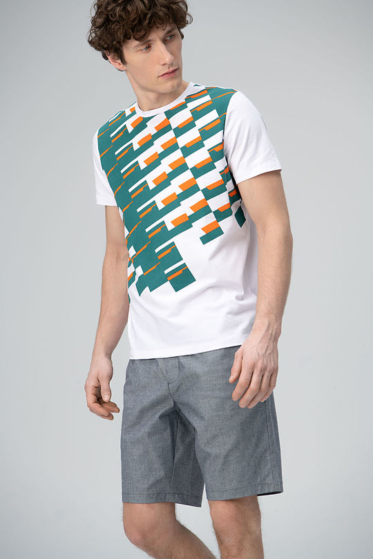 Stretch cotton tee with print 1 | WHITE | Audimas