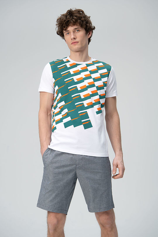 Stretch cotton tee with print 4 | WHITE | Audimas