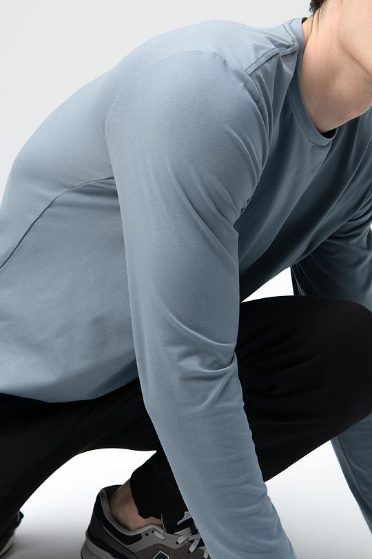 Stretch cotton long sleeve t-shirt with print 3 | BLUE | Audimas