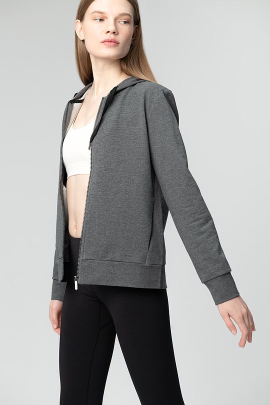 Stretch cotton zip-through hoodie 1 | GREY/MELANGE | Audimas