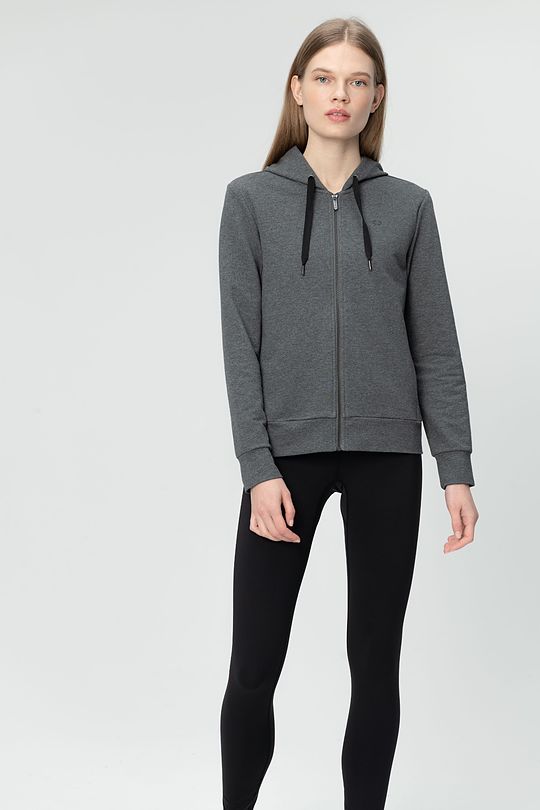 Stretch cotton zip-through hoodie 3 | GREY/MELANGE | Audimas