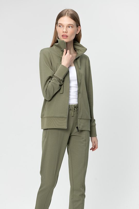 Soft touch modal zip-throug hoodie 1 | GREEN/ KHAKI / LIME GREEN | Audimas