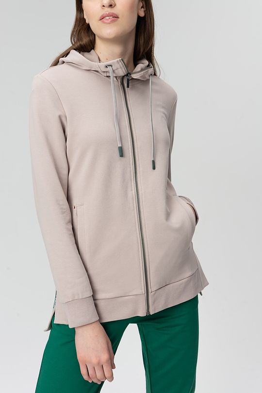 Lengthened stretch cotton zip-through jacket 2 | BROWN | Audimas