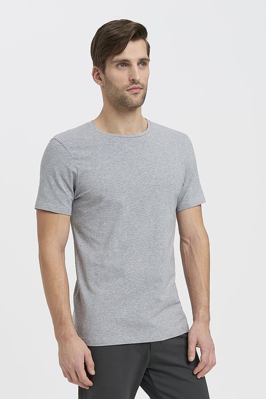 Organic cotton crew-neck T-shirt 1 | GREY/MELANGE | Audimas