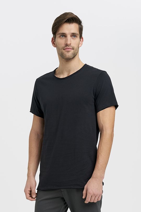 Organic cotton crew-neck relaxed fit T-shirt 1 | BLACK | Audimas