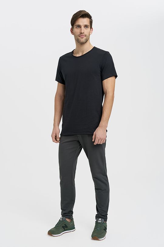 Organic cotton crew-neck relaxed fit T-shirt 4 | BLACK | Audimas