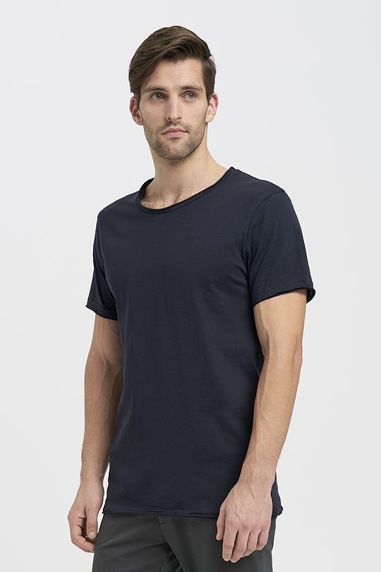 Organic cotton crew-neck relaxed fit T-shirt 1 | DARK NAVY | Audimas