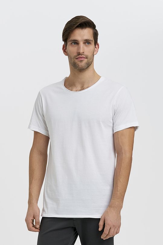 Organic cotton crew-neck relaxed fit T-shirt 1 | WHITE | Audimas