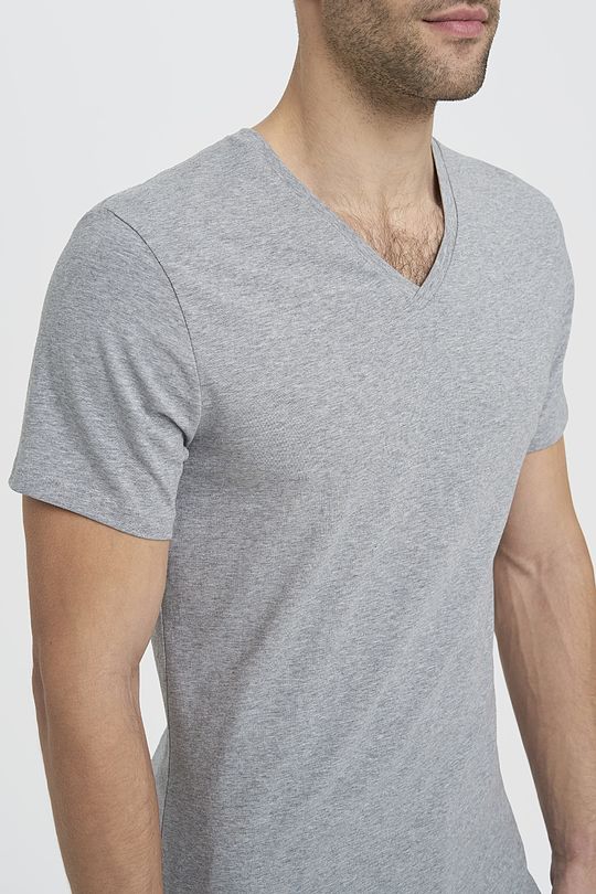 Organic cotton v-neck T-shirt 3 | GREY/MELANGE | Audimas