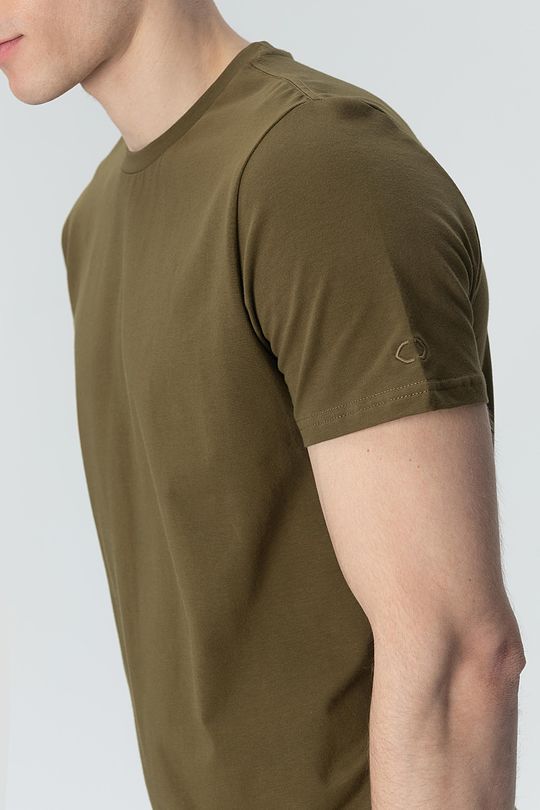 Stretch cotton t-shirt 3 | GREEN/ KHAKI / LIME GREEN | Audimas