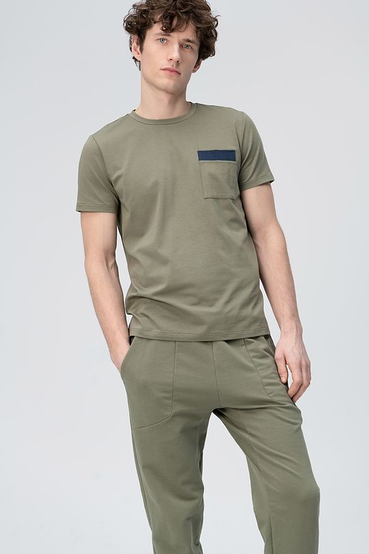 Stretch cotton tee 1 | GREEN/ KHAKI / LIME GREEN | Audimas