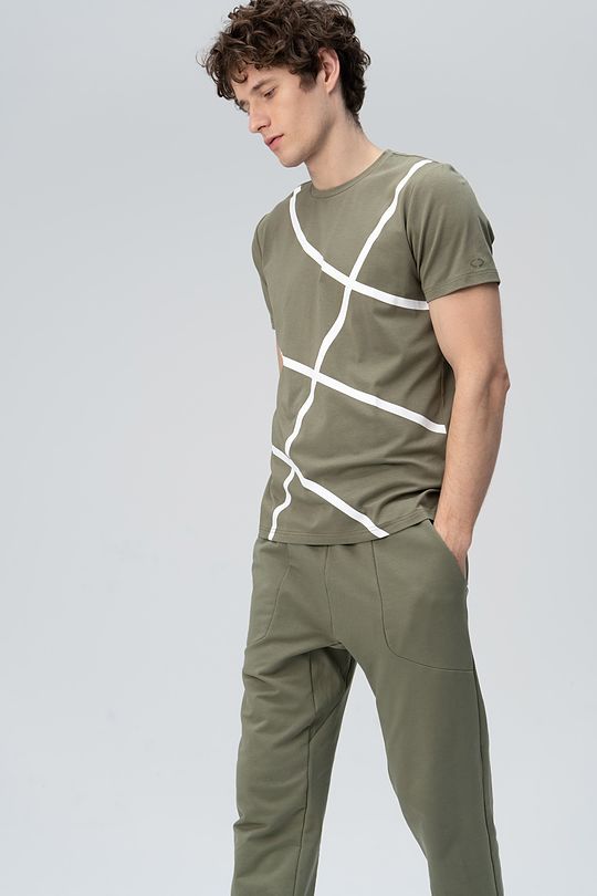 Soft touch modal tee with print 1 | GREEN/ KHAKI / LIME GREEN | Audimas