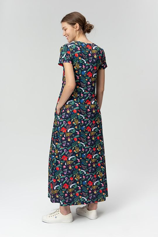 Long stretch printed dress 2 | GREEN/ KHAKI / LIME GREEN | Audimas