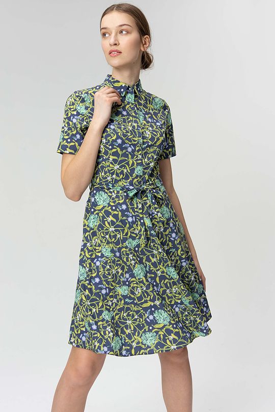 Wrinkle-free light woven printed dress 1 | BLUE | Audimas