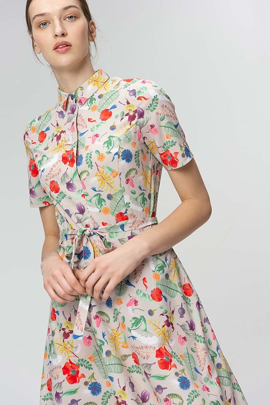 Wrinkle-free light woven printed dress 4 | BROWN/BORDEAUX | Audimas