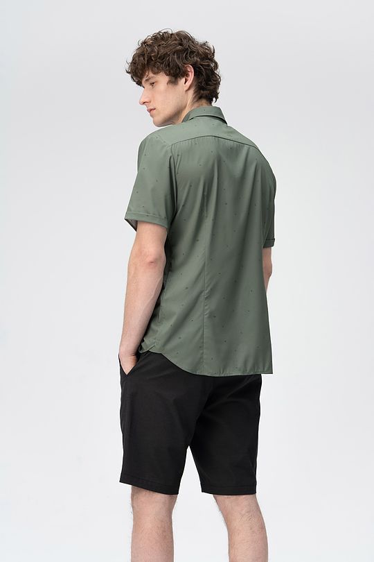 Wrinkle free - stretch fabric short sleeves shirt 2 | GREEN/ KHAKI / LIME GREEN | Audimas