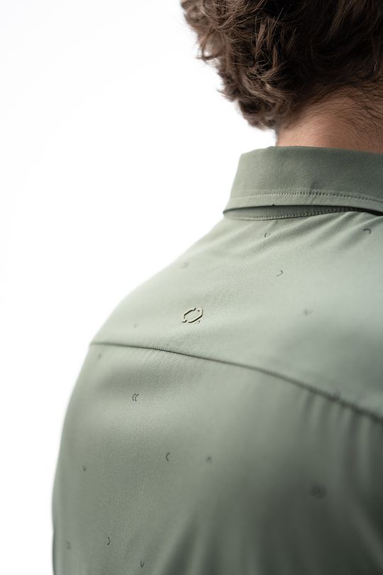 Wrinkle free - stretch fabric short sleeves shirt 3 | GREEN/ KHAKI / LIME GREEN | Audimas