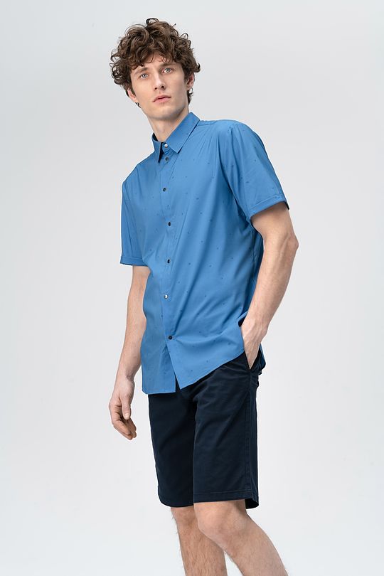 Wrinkle free - stretch fabric short sleeves shirt 1 | BLUE | Audimas