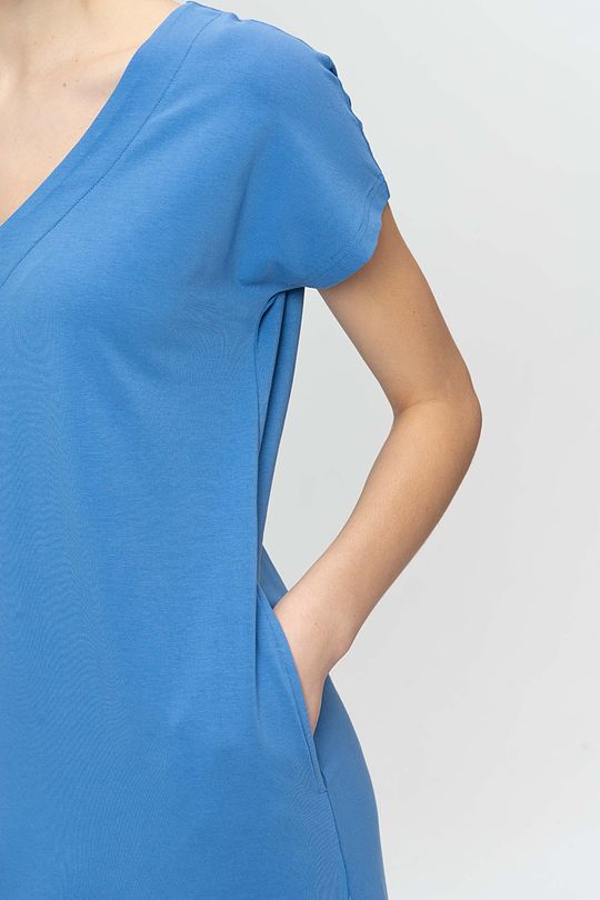 Long stretch cotton dress 4 | BLUE | Audimas