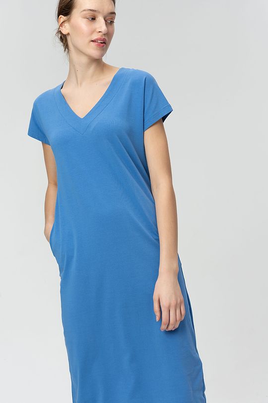 Long stretch cotton dress 3 | BLUE | Audimas