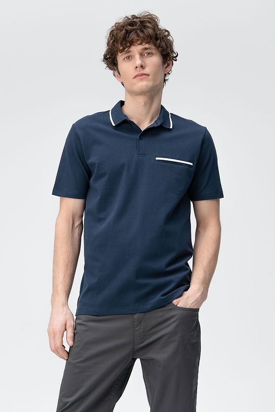 Stretch cotton polo shirt 1 | BLUE | Audimas