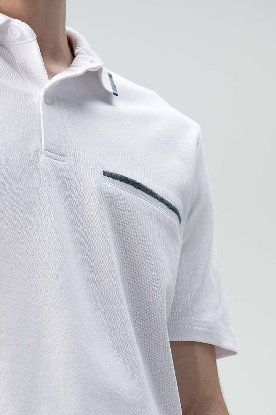 Stretch cotton polo shirt 3 | WHITE | Audimas