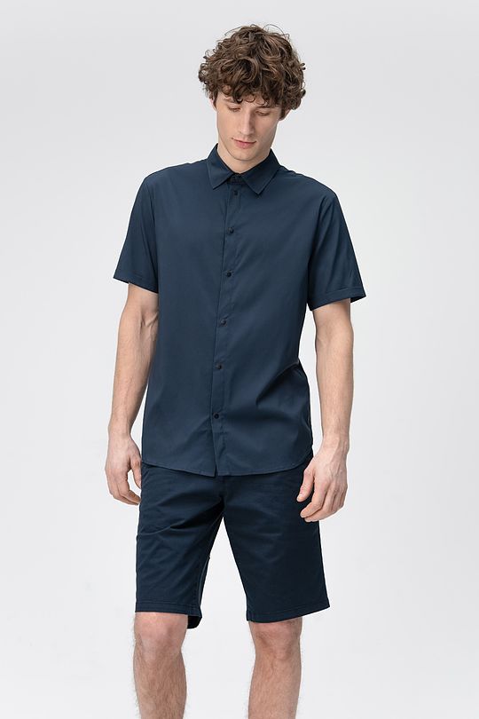 Wrinkle free - stretch fabric short sleeves shirt 1 | BLUE | Audimas