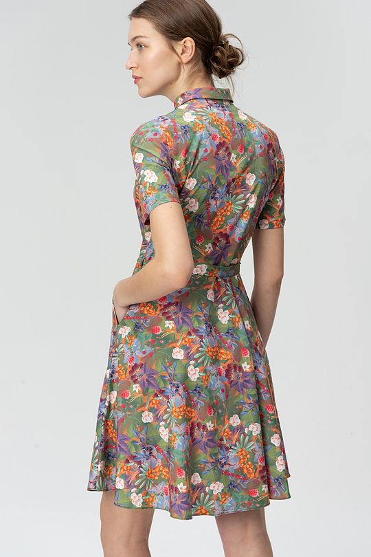 Wrinkle-free light woven printed dress 2 | GREEN/ KHAKI / LIME GREEN | Audimas