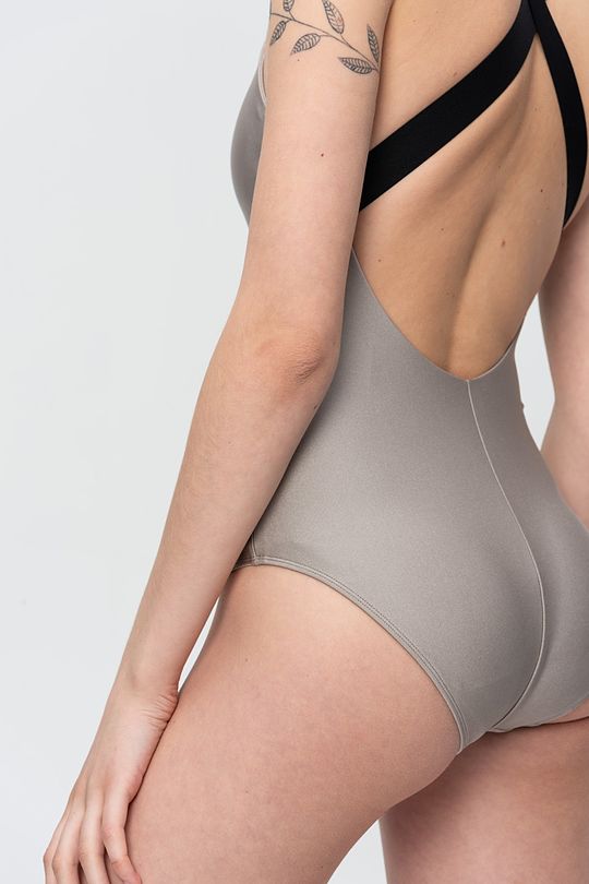 Shiny one-piece swimsuit 4 | GREY/MELANGE | Audimas