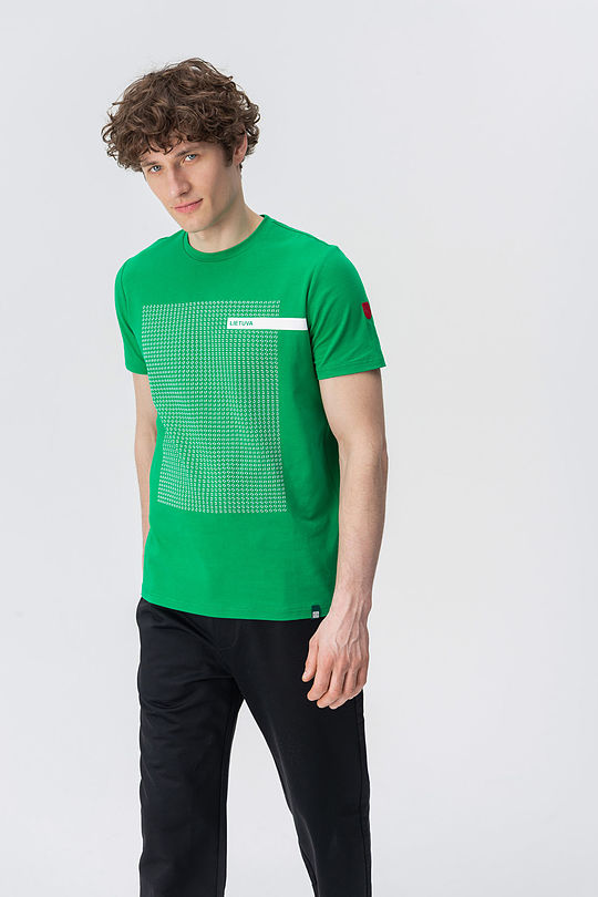 cotton tee with print 4 | GREEN/ KHAKI / LIME GREEN | Audimas