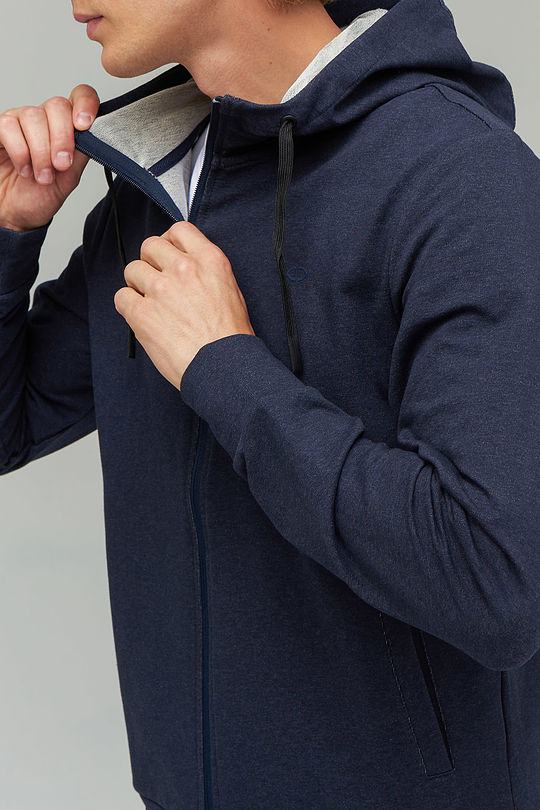 Stretch cotton zip-through hoodie 4 | BLUE | Audimas