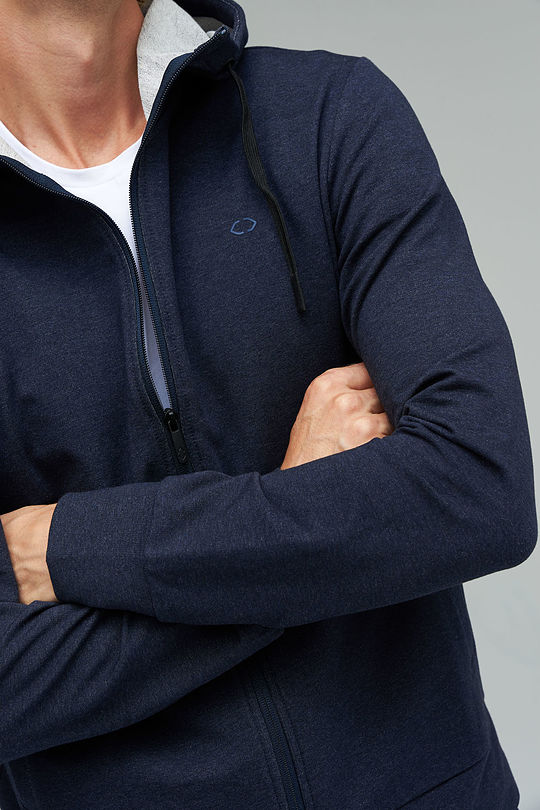 Stretch cotton zip-through hoodie 5 | BLUE | Audimas