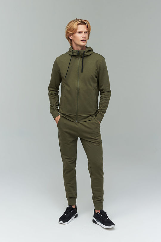 Stretch cotton zip-through hoodie 4 | GREEN/ KHAKI / LIME GREEN | Audimas