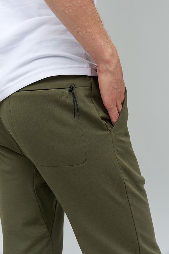 Stretch cotton slim fit sweatpants 5 | GREEN/ KHAKI / LIME GREEN | Audimas