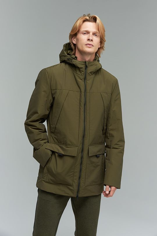 Long jacket with THERMORE thermal insulation 1 | GREEN/ KHAKI / LIME GREEN | Audimas