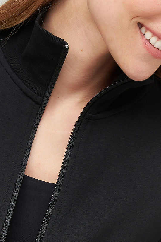 Long cotton zip-through sweatshirt 4 | BLACK | Audimas