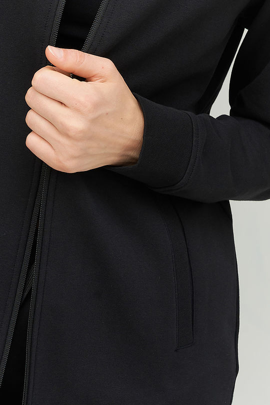 Long cotton zip-through sweatshirt 5 | BLACK | Audimas