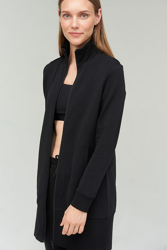 Long cotton zip-through sweatshirt 3 | BLACK | Audimas