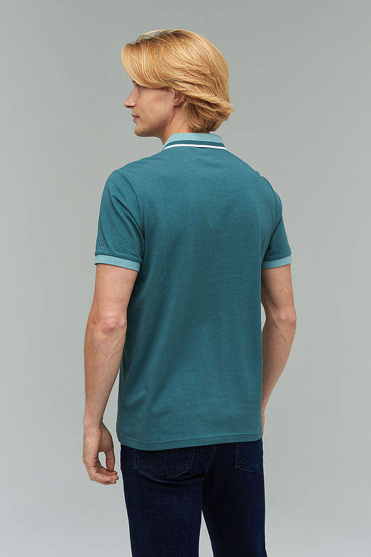 Stretch cotton polo t-shirt 2 | GREEN/ KHAKI / LIME GREEN | Audimas