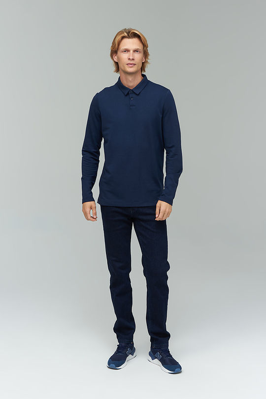 Soft touch modal long sleeve polo t-shirt 6 | BLUE | Audimas