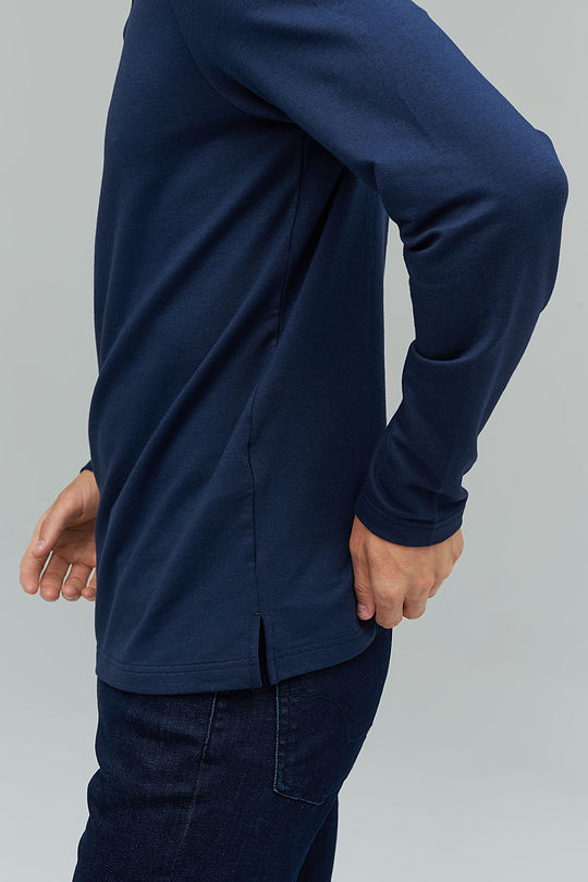 Soft touch modal long sleeve polo t-shirt 3 | BLUE | Audimas